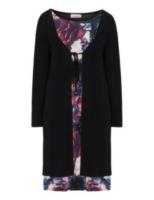Sophia Curvy A-line layered dress Black / Multicolour