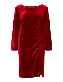Sallie Sahne Gathered effect velvet dress  Red