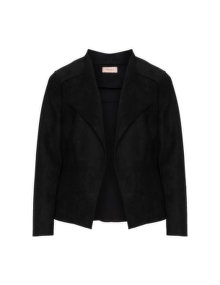 Triangle Open front faux suede jacket Black