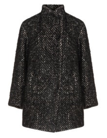 White Label Rofa Fashion Wool blend mandarin collar coat Black / Beige