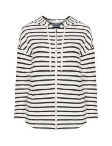 Samoon Striped hooded sweat-jacket  Black / White