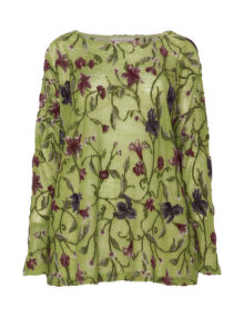 Isolde Roth Embroidered linen top Green / Multicolour