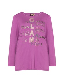 Aprico Embellished printed jersey top Purple