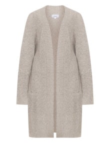 Zizzi Long cable knit cardigan Taupe-Grey