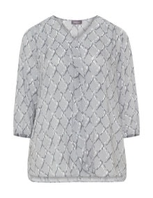 Samoon Printed ruffle blouse Grey / White