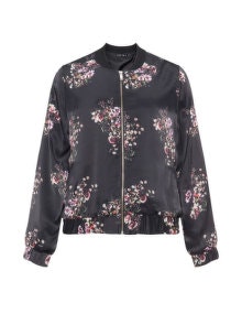 Jette Floral print satin bomber jacket Black / Multicolour