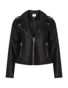 Zizzi Faux leather biker jacket Black