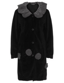 Vincenzo Allocca Two tone floral detail fleece coat  Black / Anthracite