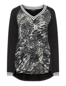 Twister Leopard print top  Anthracite