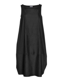 Yoona Liz linen blend pocket cocoon dress Black