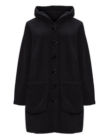 Boris Knotted button hooded fleece coat Black