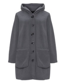 Boris Knotted button hooded fleece coat Grey