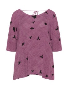 Adia Printed butterfly sleeves top Purple