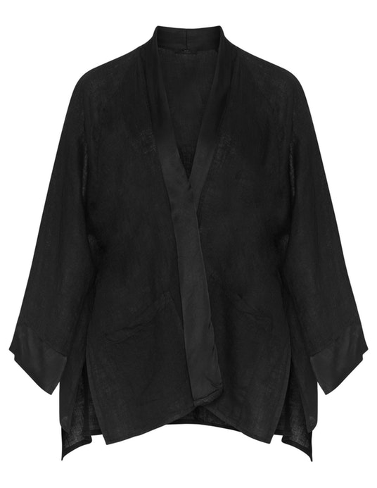 Vento Maro Open linen jacket Black