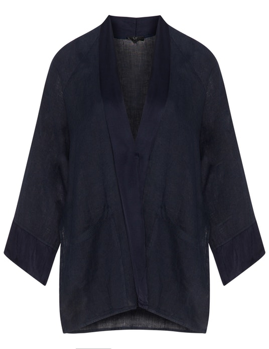 Vento Maro Open linen jacket Dark-Blue