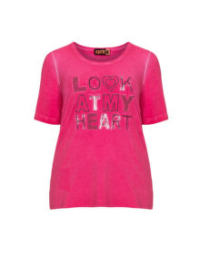 Aprico Slogan jersey t-shirt Pink