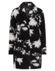 White Label Rofa Fashion Patterned wool mohair-blend coat Black / White