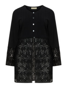 Isolde Roth Piping detail lace-bottom cardigan  Black