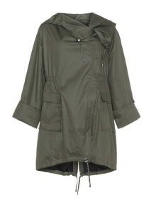 Yoona Drawstring hooded jacket Khaki-Green