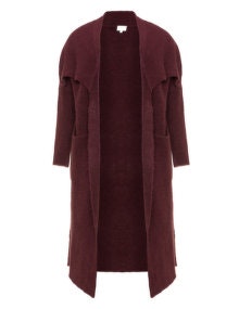 Amber and Vanilla Longline turn down collar cardigan  Bordeaux-Red