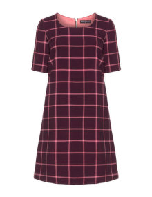 Manon Baptiste A-line checked dress Bordeaux-Red / Pink