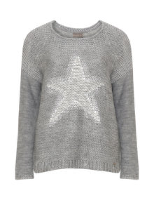 Open End Star print knit jumper  Grey