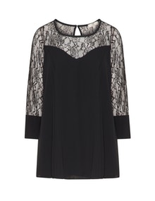 Jean Marc Philippe Crêpe and lace blouse Black