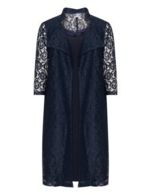 Jo and Julia Dress with lace coat  Dark-Blue