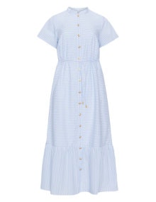 Manon Baptiste Striped cotton maxi dress Light-Blue / White
