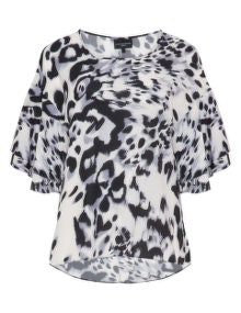 Live Unlimited London Animal print blouse Black / Multicolour